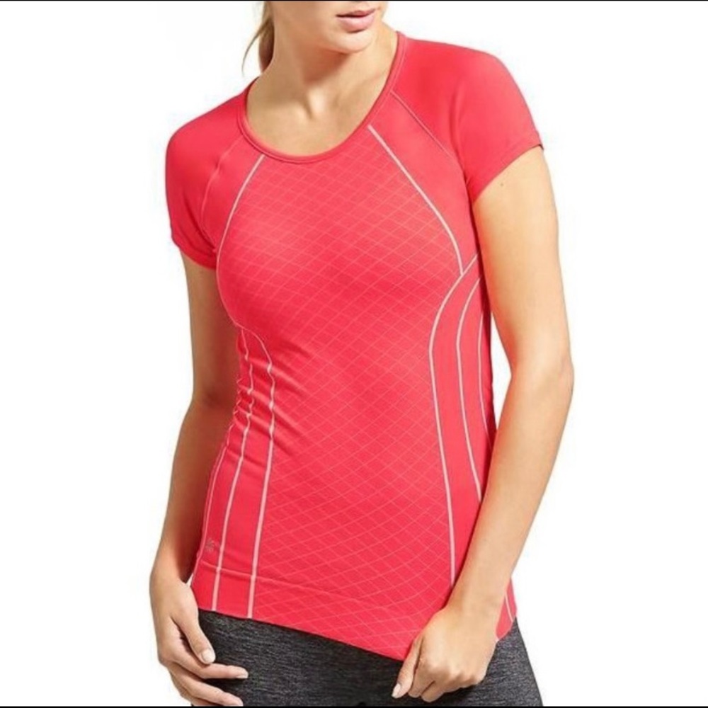 Athleta Neon Finish Fast Line Workout Tee
